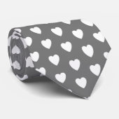 Cravate Simple Grey and White Love Heart Pattern (Roulé)