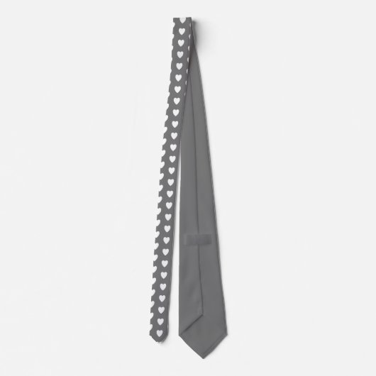 Cravate Simple Grey and White Love Heart Pattern (Dos)