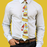 Cravate Simple hamburger drôle et humour de chien chaud<br><div class="desc">Ce design propose des hommes de nourriture simple et drôle,  pour lui BBQ moderne minimaliste,  chef cuisinier barbeque fun whimsical,  hamburger hot dog ketchup moutarde,  minimaliste whimsical food party,  unique cool foodie illustration,  propre style design simple,  aquarelle dessin d'art lunatique,  papa mari grand-ami,  idées cadeau unique pour les hommes</div>