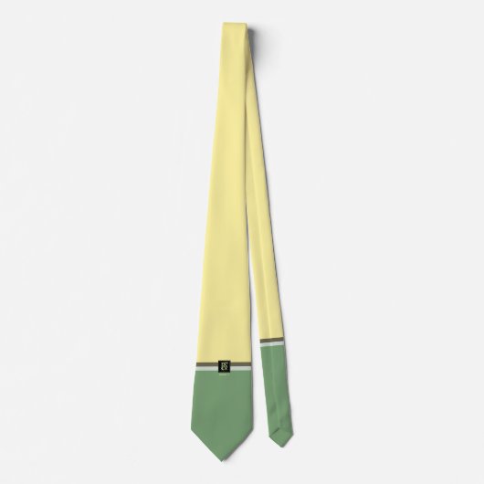 Cravate Simple Jaune clair et Asperges Vert Deux Tons (Devant)