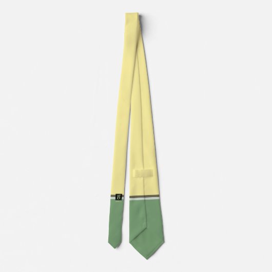 Cravate Simple Jaune clair et Asperges Vert Deux Tons (Dos)