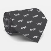 Cravate Simple Logo Pattern Dark Charcoal Gray Business (Roulé)
