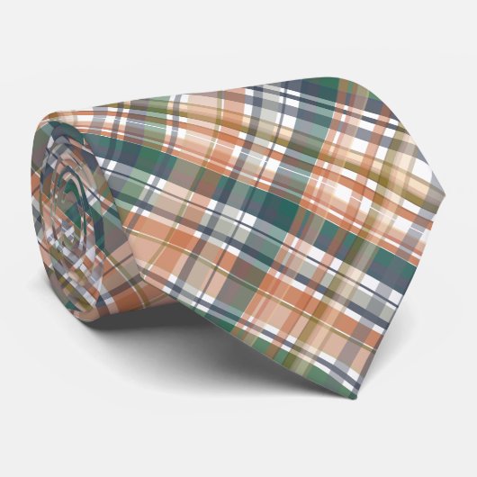 Cravate Simple moderne Motif vert et orange (Roulé)