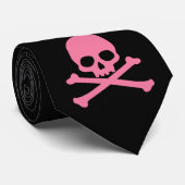 Cravate SImple Pink Skull and Crossbones (Roulé)