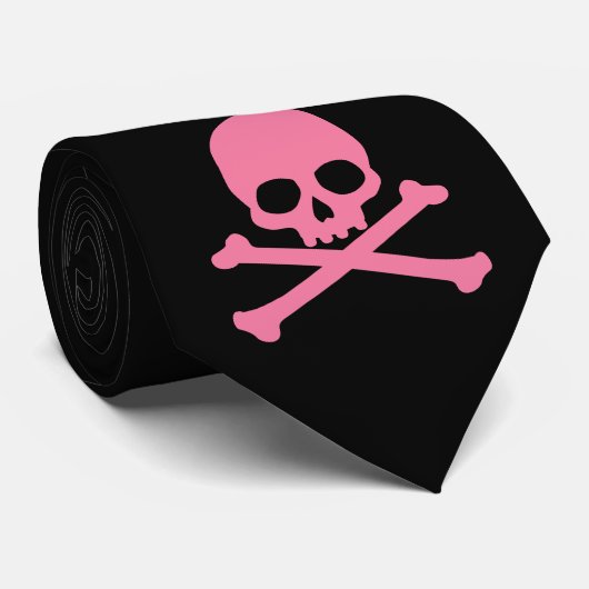 Cravate SImple Pink Skull and Crossbones (Roulé)
