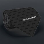 Cravate Simple Plain Black Gray<br><div class="desc">Minimaliste,  plain,  professionnel et simple with solid black gray monogram patterned background. Clean White Sans-Serif font letters for your text.</div>