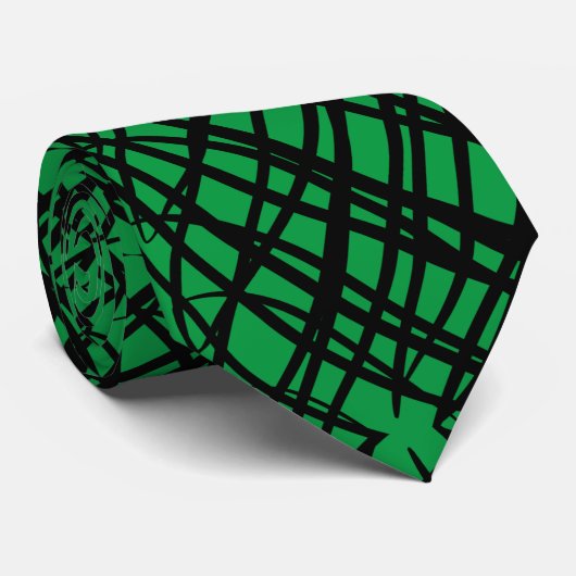 Cravate Simple Scribble | Carreaux miroir | Vert | (Roulé)