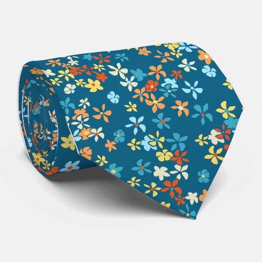 Cravate Simple-side turquoise floral de point de (Roulé)