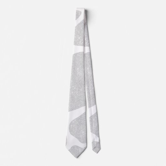 Cravate Simple White Silver Large Cow Spots Animal Print (Devant)