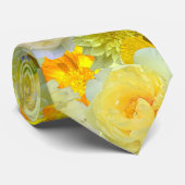 Cravate Simple Yellow Floral Wedding Groomsmen Collection (Roulé)