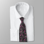 Cravate Simples abstrait rétro fleurs violet gris backgr (Attaché)