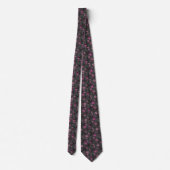 Cravate Simples abstrait rétro fleurs violet gris backgr (Dos)