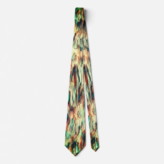 Cravate Simulation rocheuse ou stalagmite en vert à sépia (Devant)