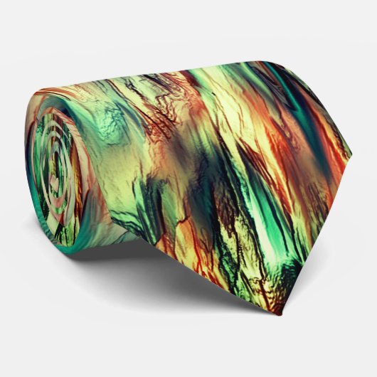 Cravate Simulation rocheuse ou stalagmite en vert à sépia (Roulé)