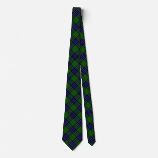 Cravate Sinclair tartan bleu vert plaid (Devant)