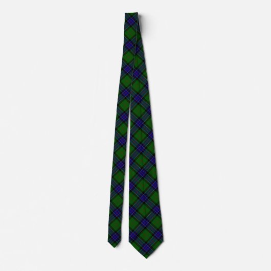 Cravate Sinclair tartan bleu vert plaid (Dos)