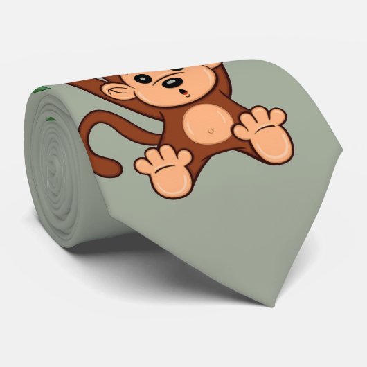 Cravate Singe Juste En Train De Pagayer Autour (Roulé)