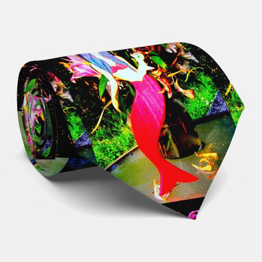 Cravate sirène rouge fête (Roulé)