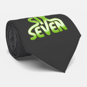 Cravate Six Seven 6 7 Meme - Green gradient typography (Roulé)