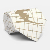 Cravate Ski de neige sur Tan Check Necktie (Roulé)