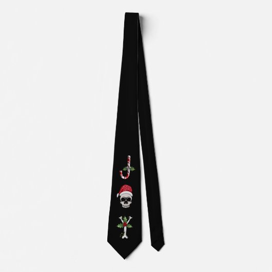 Cravate Skull JOY Bones Holly Noël Holiday (Devant)