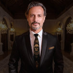Cravate Skull Pattern | Neck Tie | Black<br><div class="desc">Black & Sepia Skull pattern tie. The finishing touch to your Day of the Dead suit or vampire costume.</div>