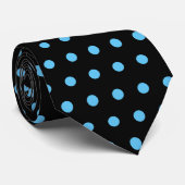Cravate Sky Blue Pois Black Valentine's Day Cadeau (Roulé)