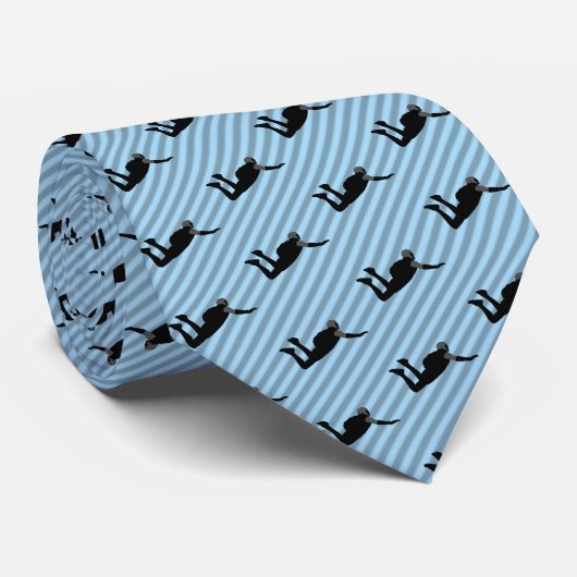 Cravate Skydiver en diagonale rayée bleue motif libre (Roulé)