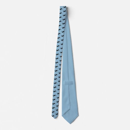 Cravate Skydiver en diagonale rayée bleue motif libre (Dos)
