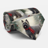 Cravate Skye Terrier Dog à Noël de neige (Roulé)