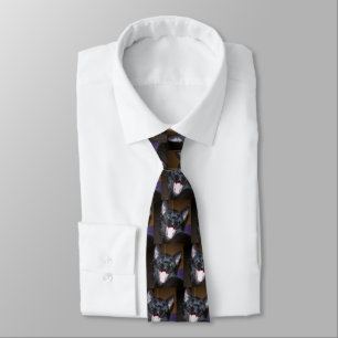 Cravate Sleepy Black Cat Yawning Motif