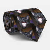 Cravate Sleepy Black Cat Yawning Motif (Roulé)