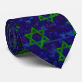 Cravate SlipperyJoe's Hanukkah rangées vertes Étoiles de D (Roulé)