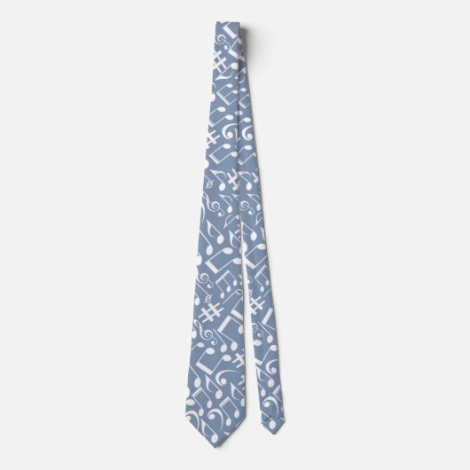 Cravate Smokey Blue avec des notes de musique dansantes (Devant)