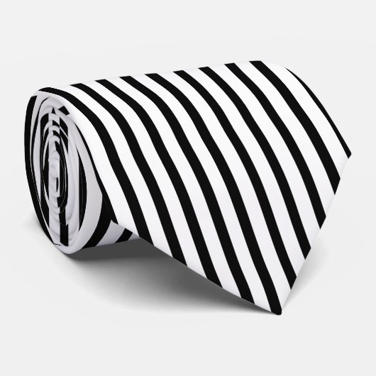 Cravate Smoking mince noir et blanc de rayure verticale (Roulé)