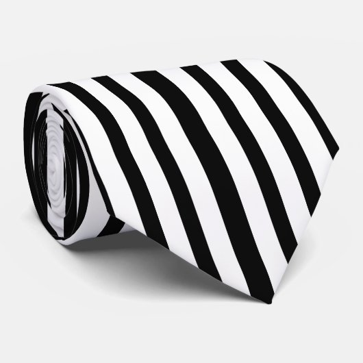 Cravate Smoking noir et blanc de rayure verticale formel (Roulé)