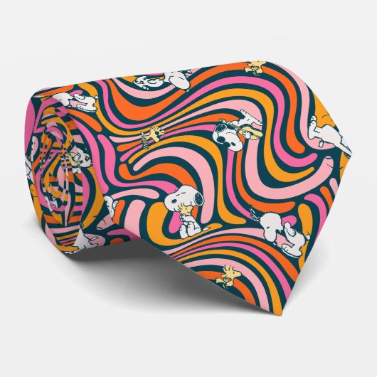 Cravate Snoopy & Woodstock Vibes Super Motif violet (Roulé)