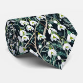 Cravate Snowdrops & Frosted Pine Seamless Winter Botanical (Roulé)