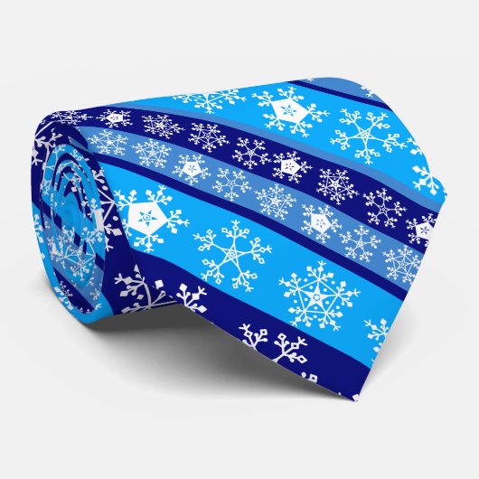 Cravate Snowflake Stripes Bleu (Roulé)