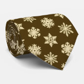 Cravate Snowflakes Ikat - Beige et Chocolat Brown (Roulé)