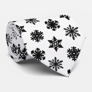 Cravate Snowflakes Ikat - Blanc et noir