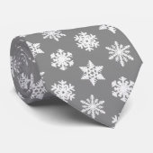 Cravate Snowflakes Ikat - Gris de charbon et blanc (Roulé)