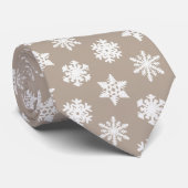 Cravate Snowflakes Ikat - Taupe tan et blanc (Roulé)