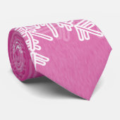 Cravate Snowflakes rose blanc Nom de Noël minimaliste (Roulé)