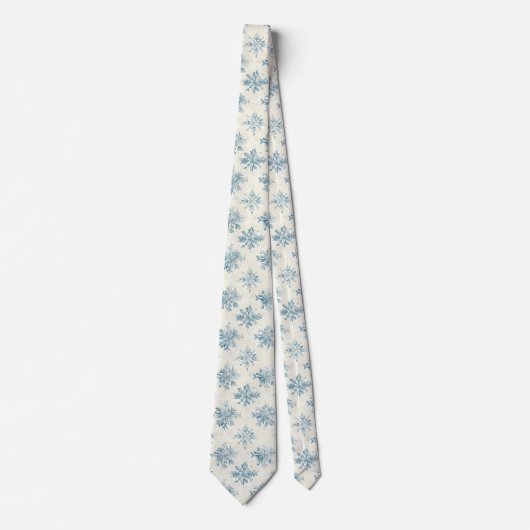 Cravate Snowflakes Watercolor Blue (Devant)