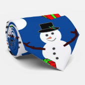Cravate Snowman avec un cadeau (Roulé)