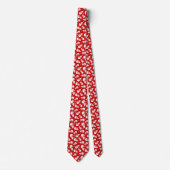 Cravate Snowman rouge et blanc avec Motif Snowflake (Devant)
