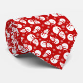Cravate Snowman rouge et blanc avec Motif Snowflake (Roulé)