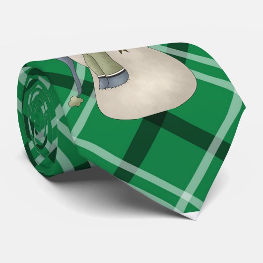 Cravate Snowman vert et blanc (Roulé)
