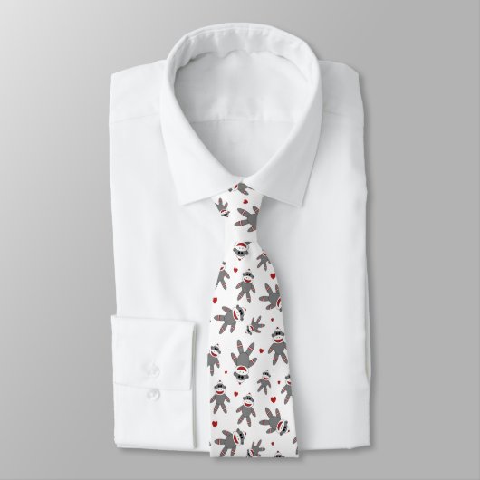 Cravate Sock Monkeys avec Red Hearts Motif (Attaché)